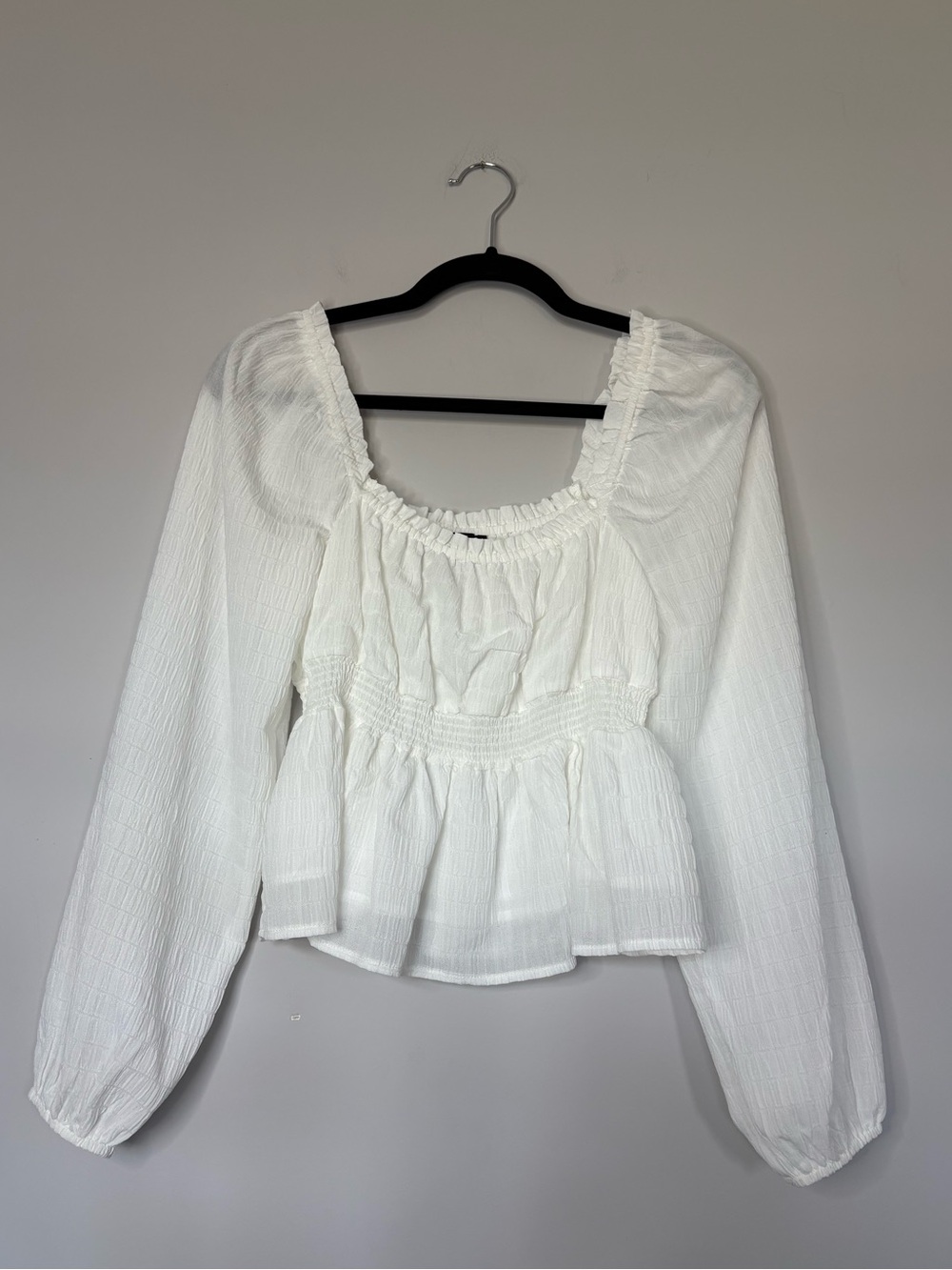 Streetwear Society White Long Sleeve Cropped Top Size S Bridal Boho Cottagecore